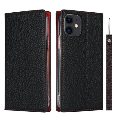 For iPhone 12 mini Litchi Genuine Leather Phone Case (Black)