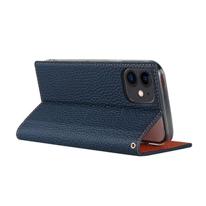 For iPhone 12 mini Litchi Genuine Leather Phone Case (Dark Blue)