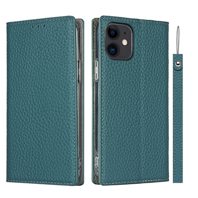 For iPhone 12 mini Litchi Genuine Leather Phone Case (Sky Blue)