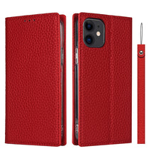 For iPhone 12 mini Litchi Genuine Leather Phone Case (Red)