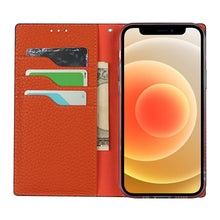 For iPhone 12 mini Litchi Genuine Leather Phone Case (Orange)