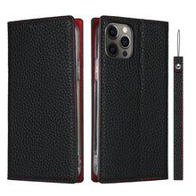 For iPhone 12 / 12 Pro Litchi Genuine Leather Phone Case(Black)