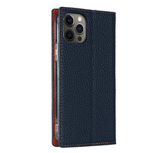 For iPhone 12 / 12 Pro Litchi Genuine Leather Phone Case(Dark Blue)