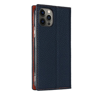 For iPhone 12 / 12 Pro Litchi Genuine Leather Phone Case(Dark Blue)