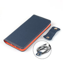 For iPhone 12 / 12 Pro Litchi Genuine Leather Phone Case(Dark Blue)