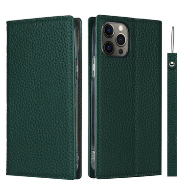 For iPhone 12 / 12 Pro Litchi Genuine Leather Phone Case(Green)