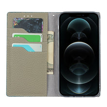For iPhone 12 / 12 Pro Litchi Genuine Leather Phone Case(Sky Blue)