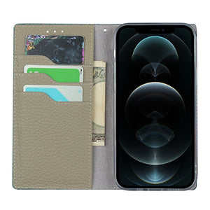 For iPhone 12 / 12 Pro Litchi Genuine Leather Phone Case(Sky Blue)