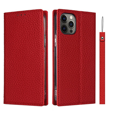 For iPhone 12 / 12 Pro Litchi Genuine Leather Phone Case(Red)