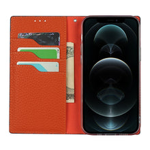 For iPhone 12 / 12 Pro Litchi Genuine Leather Phone Case(Orange)