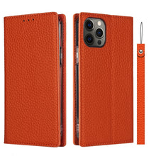 For iPhone 12 Pro Max Litchi Genuine Leather Phone Case(Orange)