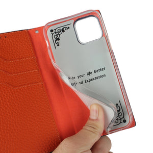 For iPhone 12 Pro Max Litchi Genuine Leather Phone Case(Orange)