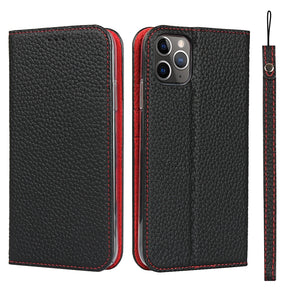 For iPhone 11 Pro Litchi Genuine Leather Phone Case (Black)
