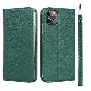 For iPhone 11 Pro Litchi Genuine Leather Phone Case (Green)