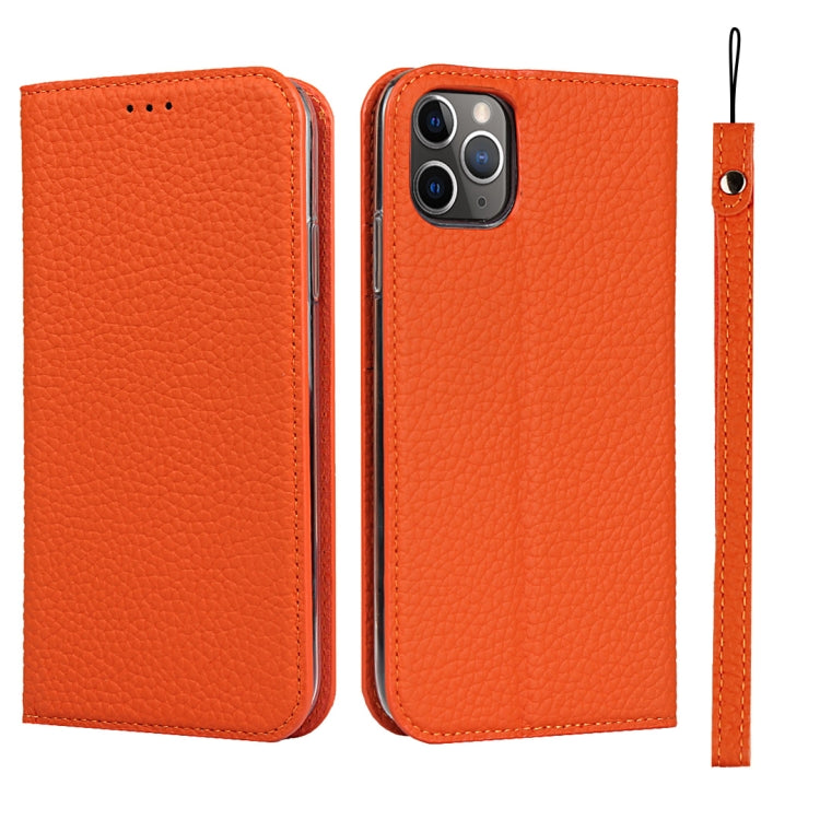 For iPhone 11 Pro Litchi Genuine Leather Phone Case (Orange)