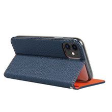 For iPhone 11 Litchi Genuine Leather Phone Case (Dark Blue)