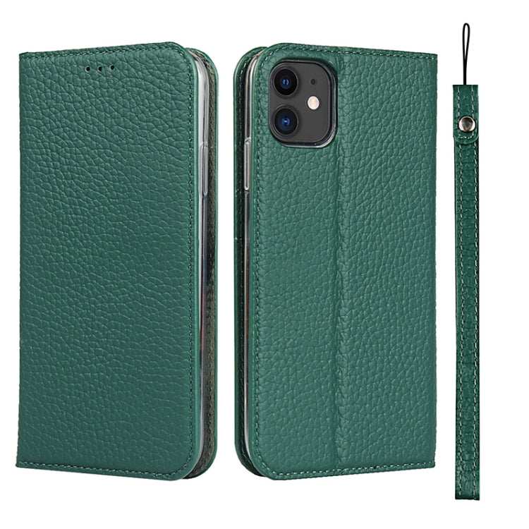 For iPhone 11 Litchi Genuine Leather Phone Case (Green)