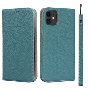 For iPhone 11 Litchi Genuine Leather Phone Case (Sky Blue)