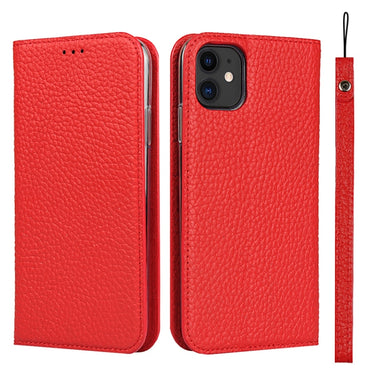 For iPhone 11 Litchi Genuine Leather Phone Case (Red)