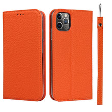 For iPhone 11 Pro Max Litchi Genuine Leather Phone Case (Orange)