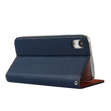 For iPhone XR Litchi Genuine Leather Phone Case(Dark Blue)