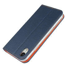 For iPhone XR Litchi Genuine Leather Phone Case(Dark Blue)