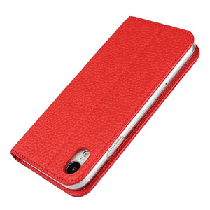 For iPhone XR Litchi Genuine Leather Phone Case(Red)