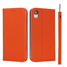 For iPhone XR Litchi Genuine Leather Phone Case(Orange)