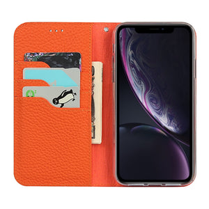 For iPhone XR Litchi Genuine Leather Phone Case(Orange)