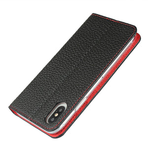 For iPhone XS Max Litchi Genuine Leather Phone Case(Black)
