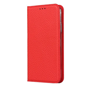 For iPhone XS Max Litchi Genuine Leather Phone Case(Red)