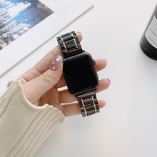 Five Beads Ceramic Steel Watch Band For Apple Watch Ultra 49mm / Series 8&7 45mm / SE 2&6&SE&5&4 44mm / 3&2&1 42mm(Black + Silver)