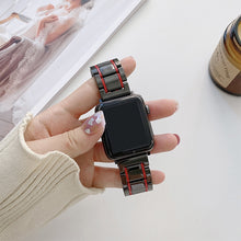 Five Beads Ceramic Steel Watch Band For Apple Watch Series 8&7 41mm / SE 2&6&SE&5&4 40mm / 3&2&1 38mm(Black + Red)