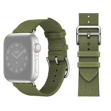Two-color Nylon Braid Watch Band For Apple Watch Series 8&7 41mm / SE 2&6&SE&5&4 40mm / 3&2&1 38mm(Army Green)