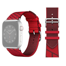 Two-color Nylon Braid Watch Band For Apple Watch Series 8&7 41mm / SE 2&6&SE&5&4 40mm / 3&2&1 38mm(Dark Red+Red)