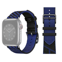 Two-color Nylon Braid Watch Band For Apple Watch Ultra 49mm / Series 8&7 45mm / SE 2&6&SE&5&4 44mm / 3&2&1 42mm(Black+Blue)