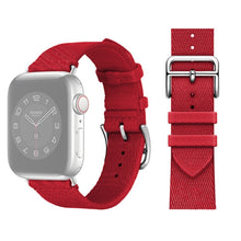 Two-color Nylon Braid Watch Band For Apple Watch Ultra 49mm / Series 8&7 45mm / SE 2&6&SE&5&4 44mm / 3&2&1 42mm(Rose Red)