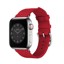 Two-color Nylon Braid Watch Band For Apple Watch Ultra 49mm / Series 8&7 45mm / SE 2&6&SE&5&4 44mm / 3&2&1 42mm(Rose Red)