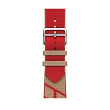 Two-color Nylon Braid Watch Band For Apple Watch Ultra 49mm / Series 8&7 45mm / SE 2&6&SE&5&4 44mm / 3&2&1 42mm(Khaki+Red)