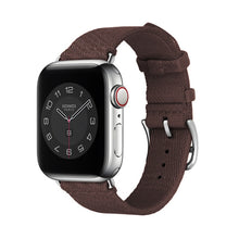 Two-color Nylon Braid Watch Band For Apple Watch Ultra 49mm / Series 8&7 45mm / SE 2&6&SE&5&4 44mm / 3&2&1 42mm(Dark Brown)