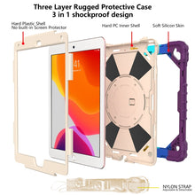Contrast Color Robot Shockproof Silicon + PC Protective Case with Holder & Shoulder Strap For iPad 9.7 (2018) & (2017) / Air 2 / Air(Colorful Red)