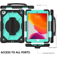 Contrast Color Robot Shockproof Silicon + PC Protective Case with Holder & Shoulder Strap For iPad 9.7 (2018) & (2017) / Air 2 / Air(Black+Mint)