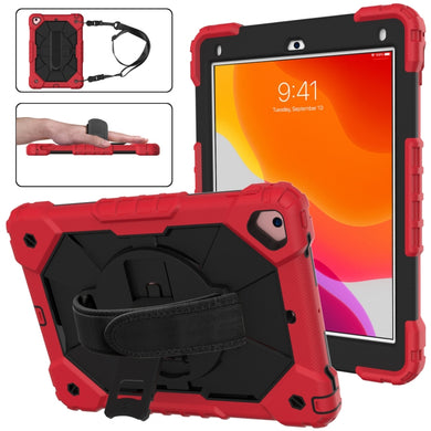 Contrast Color Robot Shockproof Silicon + PC Protective Case with Holder & Shoulder Strap For iPad 9.7 (2018) & (2017) / Air 2 / Air(Red+Black)