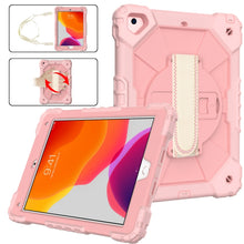 Contrast Color Robot Shockproof Silicon + PC Protective Case with Holder & Shoulder Strap For iPad 9.7 (2018) & (2017) / Air 2 / Air(Rose Gold)