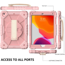 Contrast Color Robot Shockproof Silicon + PC Protective Case with Holder & Shoulder Strap For iPad 9.7 (2018) & (2017) / Air 2 / Air(Rose Gold)