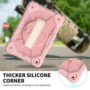Contrast Color Robot Shockproof Silicon + PC Protective Case with Holder & Shoulder Strap For iPad 9.7 (2018) & (2017) / Air 2 / Air(Rose Gold)
