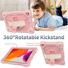 Contrast Color Robot Shockproof Silicon + PC Protective Case with Holder & Shoulder Strap For iPad 9.7 (2018) & (2017) / Air 2 / Air(Rose Gold)