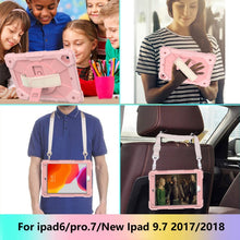 Contrast Color Robot Shockproof Silicon + PC Protective Case with Holder & Shoulder Strap For iPad 9.7 (2018) & (2017) / Air 2 / Air(Rose Gold)