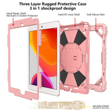 Contrast Color Robot Shockproof Silicon + PC Protective Case with Holder & Shoulder Strap For iPad 9.7 (2018) & (2017) / Air 2 / Air(Rose Gold)