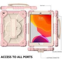 Contrast Color Robot Shockproof Silicon + PC Protective Case with Holder & Shoulder Strap For iPad 9.7 (2018) & (2017) / Air 2 / Air(Rose Gold+Beige)